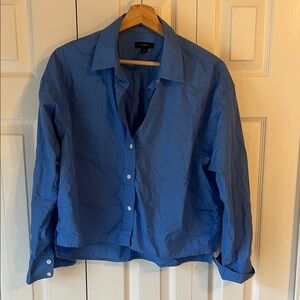Jcrew cropped Blue Button-Up Shirt